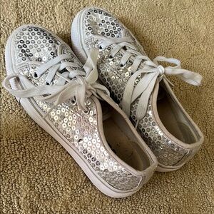 Stylish White Sequin Kids Sneakers